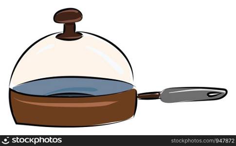 A single empty chafing dish which is to be filled , vector, color drawing or illustration.