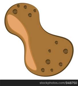 A single fresh and big peanut in brown color, vector, color drawing or illustration.