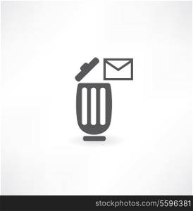 a single mail icon in a trash