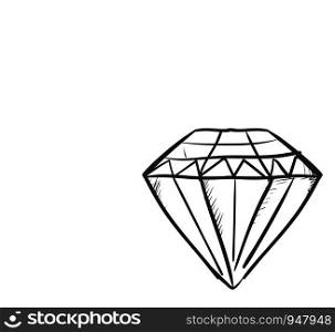 A sketch of a diamond in black pencil , vector, color drawing or illustration.