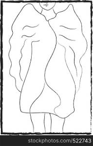 A sketch of a woman wearing a coat vector color drawing or illustration
