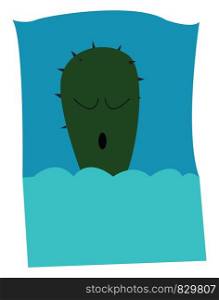 A sleeping cactus vector or color illustration