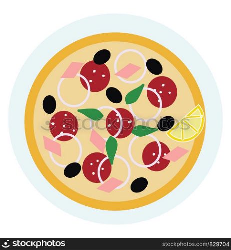 A slice of pizza with toppings vector or color illustration