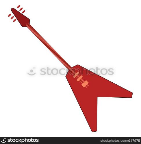 A slim stylish electric guitar in orange colour , vector, color drawing or illustration.