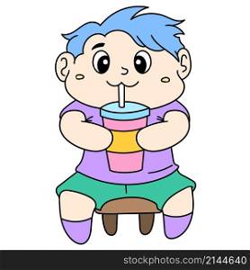 a small child is sitting cute drinking water from a glass