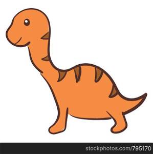 A small cute dinosaur in orange color which is very young vector color drawing or illustration