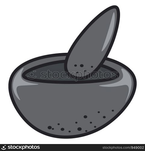 A small cute grinder in stone, vector, color drawing or illustration.