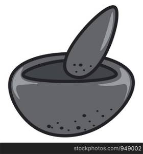 A small cute grinder in stone, vector, color drawing or illustration.