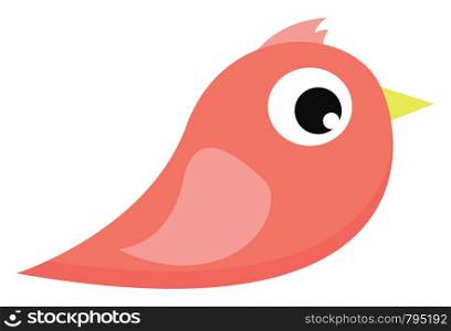 A small cute pink bird with yellow bird vector color drawing or illustration