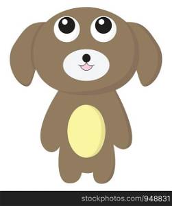 A small cute puppy with large eyes, vector, color drawing or illustration.