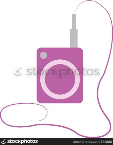 A small electronic device used for playing music connected to a wire vector color drawing or illustration