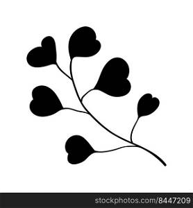 A small herbaceous plant. branch of forest herbs with leaves in the shape of a heart. From the collection Herbs and plants of tropical and other forests