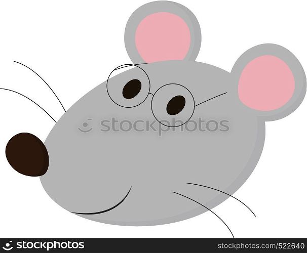 A Small Mouse in light pink color with large tail in white background vector color drawing or illustration.