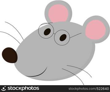 A Small Mouse in light pink color with large tail in white background vector color drawing or illustration.
