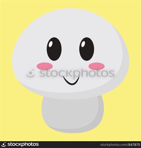 A small single piece of a champignon which is white in colour , vector, color drawing or illustration.