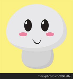 A small single piece of a champignon which is white in colour , vector, color drawing or illustration.