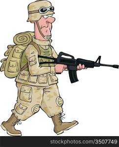 A soldier on an isolated background vector illustration