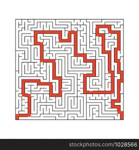 A square abstract labyrinth. An interesting and useful game for children and adults. A simple flat vector illustration on a white background. With the decision. A square abstract labyrinth. An interesting and useful game for children and adults. A simple flat vector illustration on a white background. With the decision.