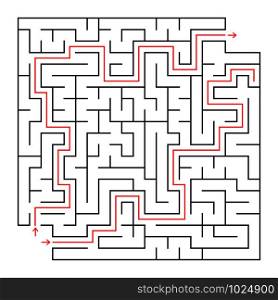 A square labyrinth. Choose the right way to get out of the maze. Simple flat vector isolated illustration. With a place for your drawings. With the answer. A square labyrinth. Choose the right way to get out of the maze. Simple flat vector isolated illustration. With a place for your drawings. With the answer.