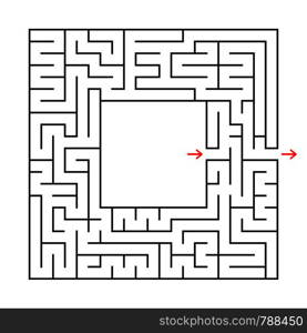 A square labyrinth. Find the way out from the center. Simple flat vector illustration isolated on white background. With a place for your image