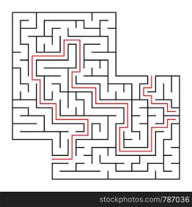 A square labyrinth with an entrance and an exit. Simple flat vector isolated illustration. With a place for your drawings. With the answer. A square labyrinth with an entrance and an exit. Simple flat vector isolated illustration. With a place for your drawings. With the answer.