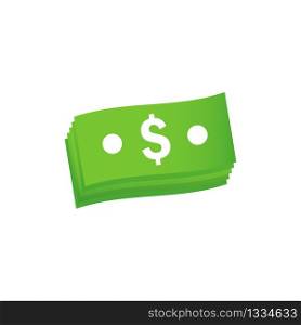 A stack of dollar bills in a simple style on a transparent background. Vector illustration. EPS 10