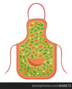 A stylish apron with a colorful designs and a pocket in it vector color drawing or illustration