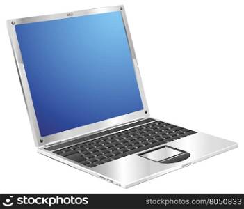 A stylish metallic shiny laptop computer