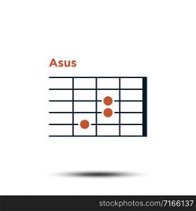 A sus, Basic Guitar Chord Chart Icon Vector Template