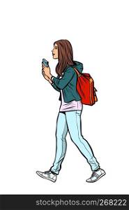 a teenage girl with a backpack. Pop art retro vector illustration vintage kitsch. a teenage girl with a backpack