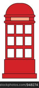 A telephone call box or small room with a public telephone designed to help communicate with people from near or distant places all over the world, vector, color drawing or illustration.