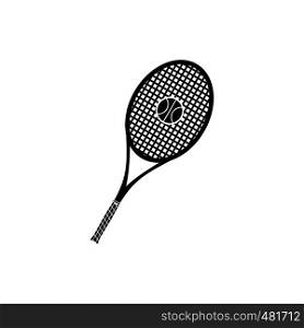 A tennis racquet and a ball black simple icon. A tennis racquet and a ball icon