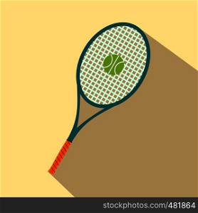 A tennis racquet and a ball flat icon for web and mobile devices. A tennis racquet and a ball flat icon