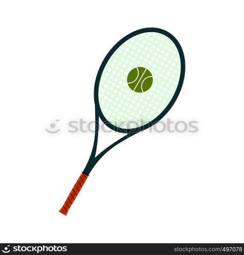 A tennis racquet and a ball flat icon isolated on white background. A tennis racquet and a ball flat icon