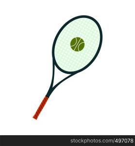 A tennis racquet and a ball flat icon isolated on white background. A tennis racquet and a ball flat icon
