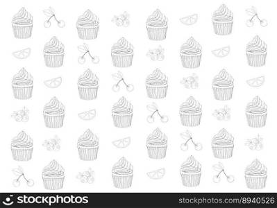 a texture pattern for fabrics background of muffin cupcakes for a bakery or sweet cafe. texture pattern for fabrics background of muffin cupcakes for a bakery or sweet cafe