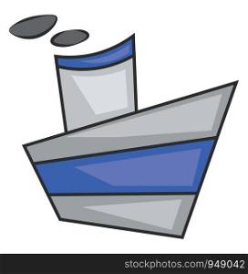 A tiny ship in blue color, vector, color drawing or illustration.