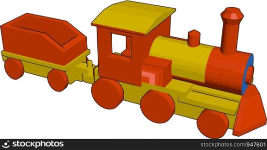 A toy train engine used by kids for playing It runs on two horizontal track vector color drawing or illustration