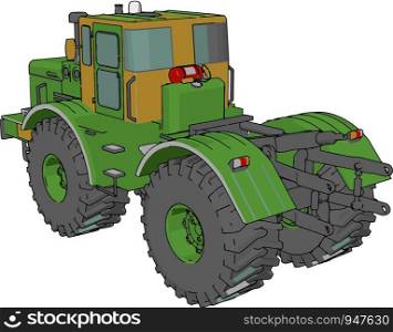 A tractor is an engineering vehicle specifically designed to deliver a high attractive effort at slow speeds vector color drawing or illustration