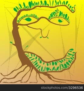 A tree that is looking like a man, vector art illustration
