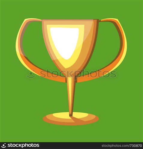 A trophy cup after winning the game in gold color vector color drawing or illustration.