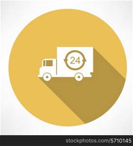 a truck delivery 24h icon. Flat modern style vector illustration