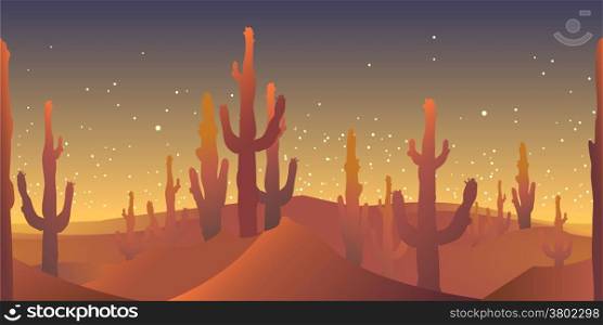 A vector horizontal seamless pattern of rusk in mexican desert
