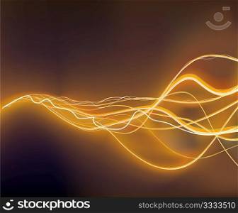 A vector illustrated futuristic background resembling motion blurred neon light curves