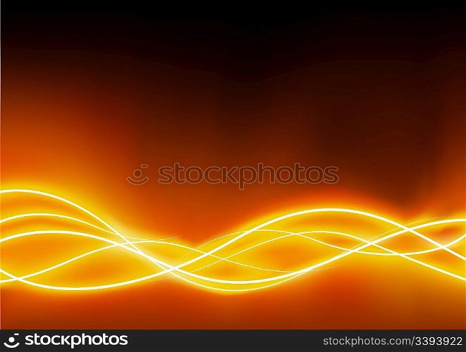 A vector illustrated futuristic background resembling red motion blurred neon light curves