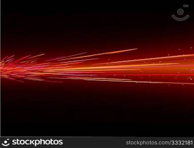 A vector illustrated futuristic background resembling red motion blurred neon light splashes