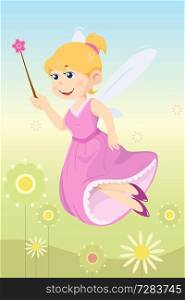A vector illustration of a beautiful fairy girl