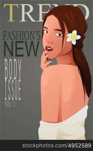 A vector illustration of a Beautiful Girl on a Magazine Cover