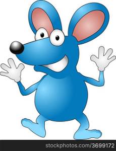 A vector illustration of a cartoon mouse waving