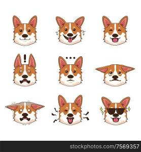 A vector illustration of a Corgi Dog Emoji Emoticon Expression